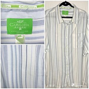 CARILOHA BAMBU Shirt Bamboo Organic Cotton Button Short Sleeve Mens XXL White